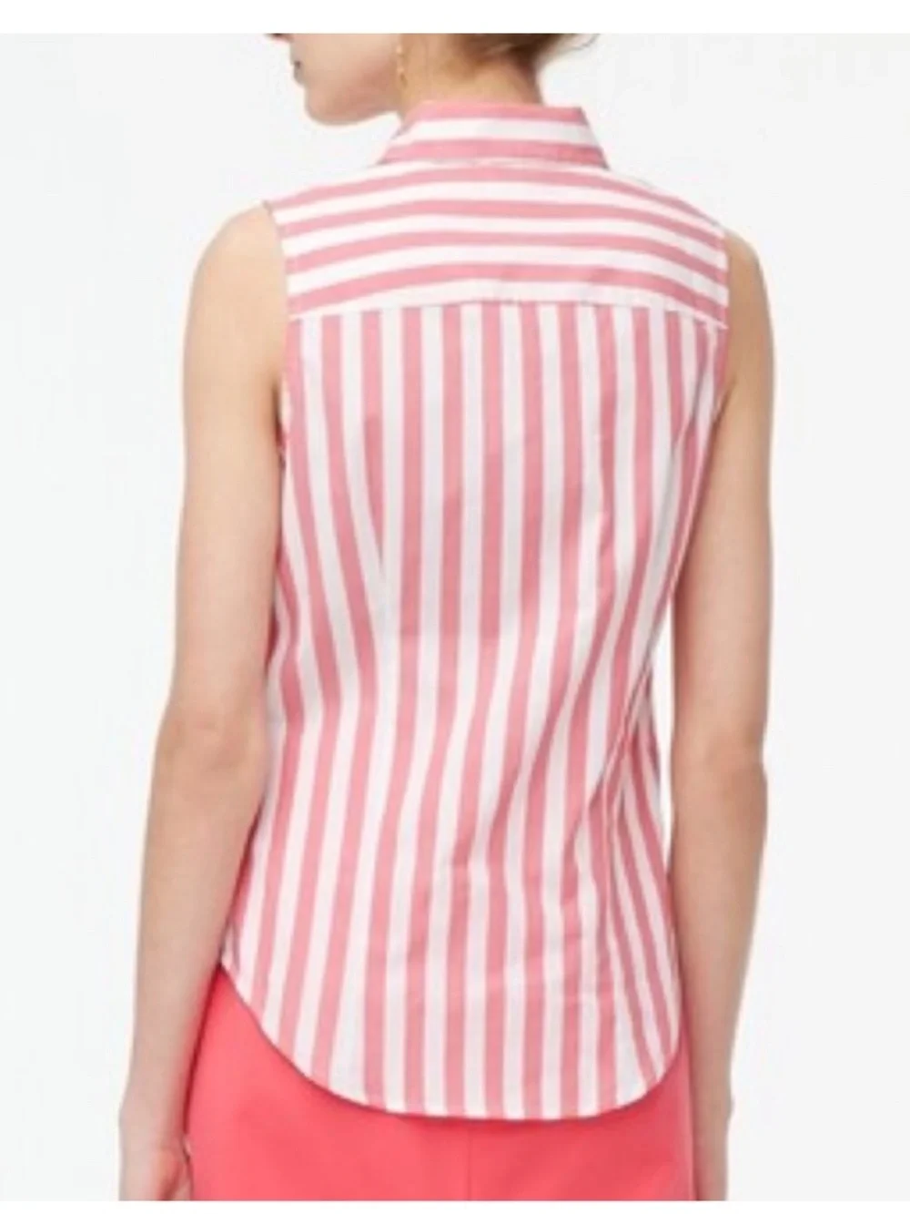 J Crew Pink Striped Sleveless Blouse